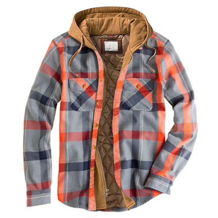 Men's Quilted Lined Button Down Plaid Shirt