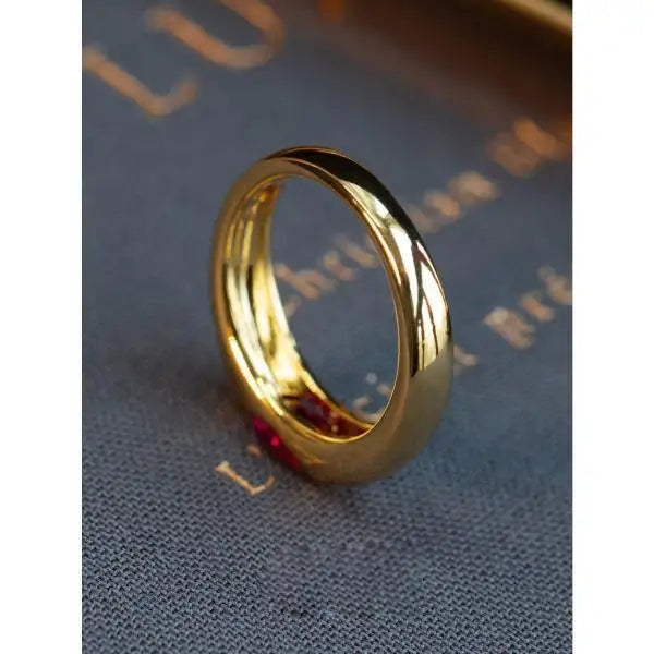 Luxury high court style French red zircon retro female index finger ring
