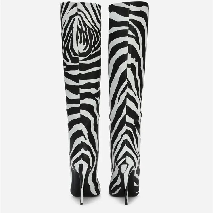 HIGH HEELED LEAPOED PRINT OVERSIZED SLEEVE BOOTS FOR WOMEN