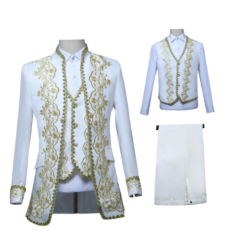 European Gold Vintage Tuxedo Men's Suit 3 Piece Suit