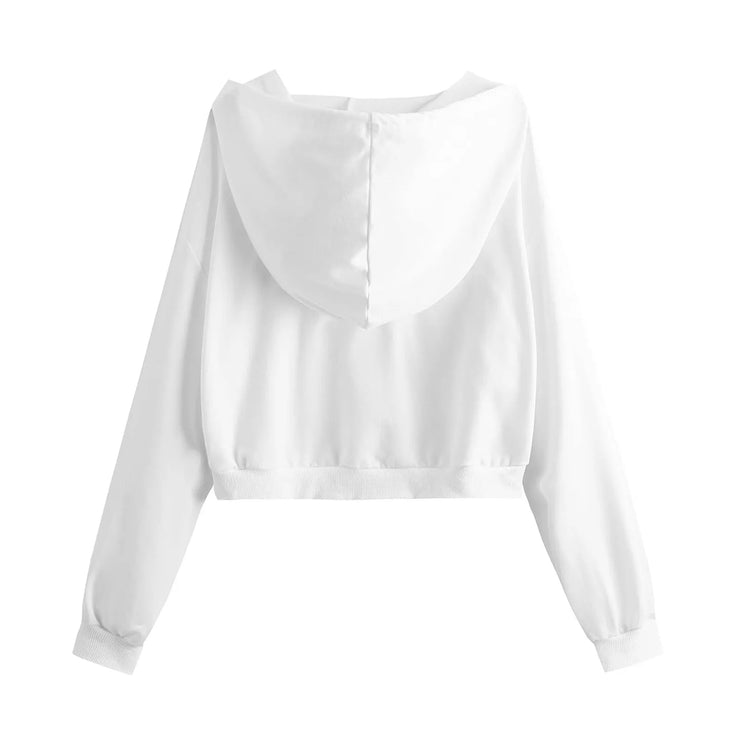 Women's Cropped Long Sleeve Casual Pullover