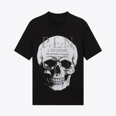 SKULL PRINTED COTTON HARAJAKU T-SHIRT