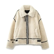 Trendy Velvet Warm Motorcycle Jacket for women