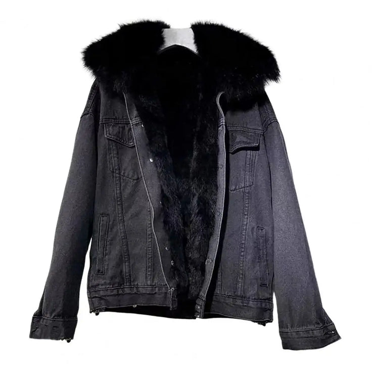 Vintage oversized Cotton Thick Warm Denim Jacket