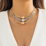Gothic Layered Big Ball Pendant Choker Necklace