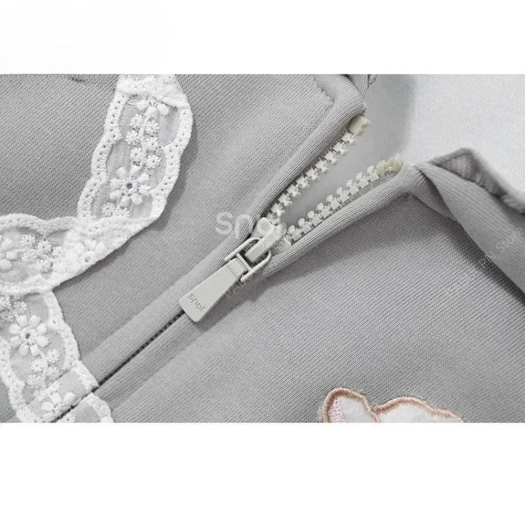 Grey Kawaii Mori Girl Versatile Sports Leisure