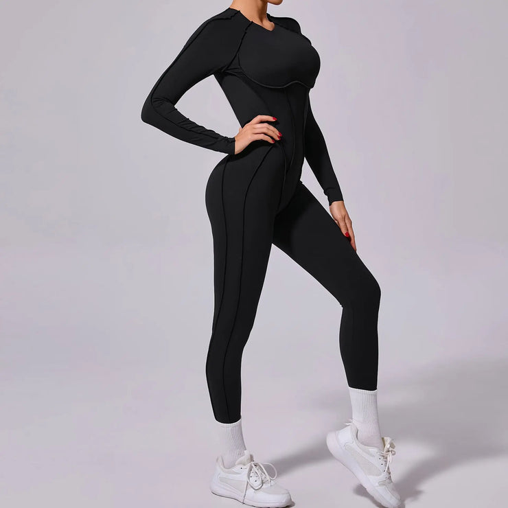 Backless Long-sleeved One-piece Jumpsuit