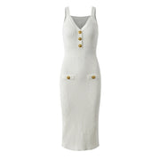 Luxury French  Commuter Round Neck Dress