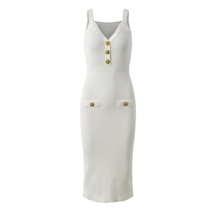 Luxury French  Commuter Round Neck Dress