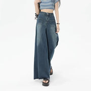 New High-waisted Slimming Loose-fit  Dragged  Trendy jeans