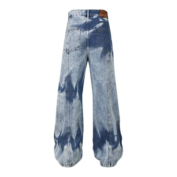 Casual Multi-pocket Washed Bottom Straight jeans