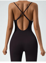 Women Backless Cross Seamless Gym Jumpsuit