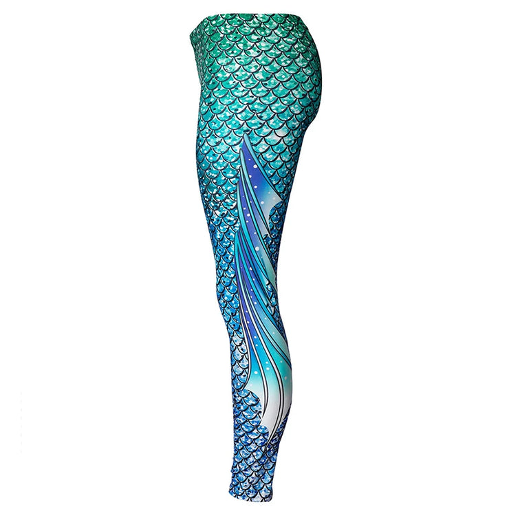 Green Mermaid Cosplay Printed leg-in
