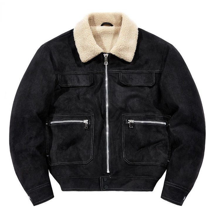 Velvet Thickening Fashion Multi-pockets Cargo Coat