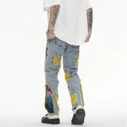 Oil Painting Embroidered Tassel Denim