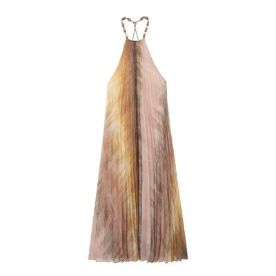 New Tie Dyed Pleated Sexy Thin Party Dresses