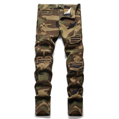 Men's Distressed Stretch Ripped Hip Hop Slim Fit