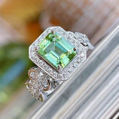 Luxury Trendy Green CZ Geometric Ring