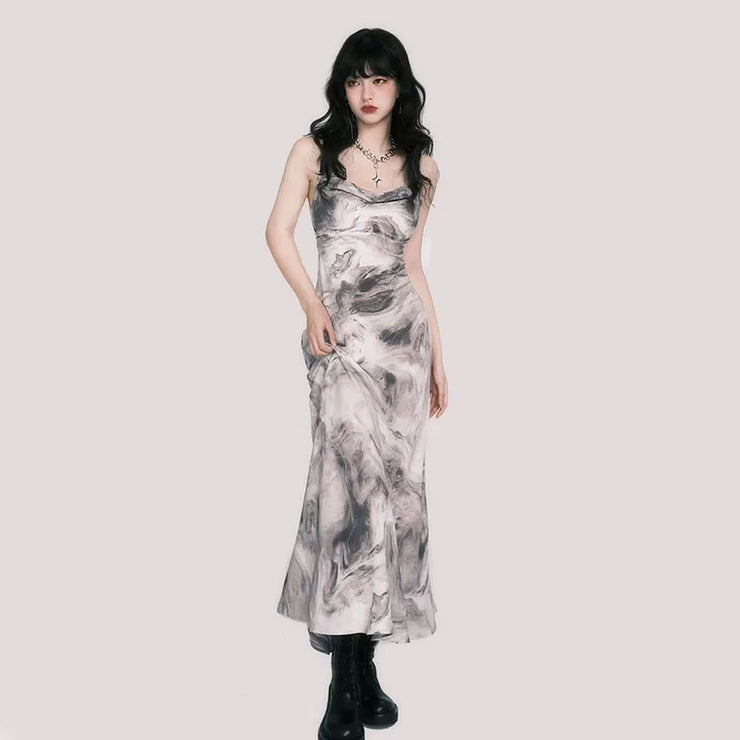 Sexy Spaghetti Straps Tie Dye Party Wear
