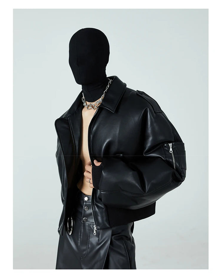 Pluffed Mauroicardi Black  Leather Jacket