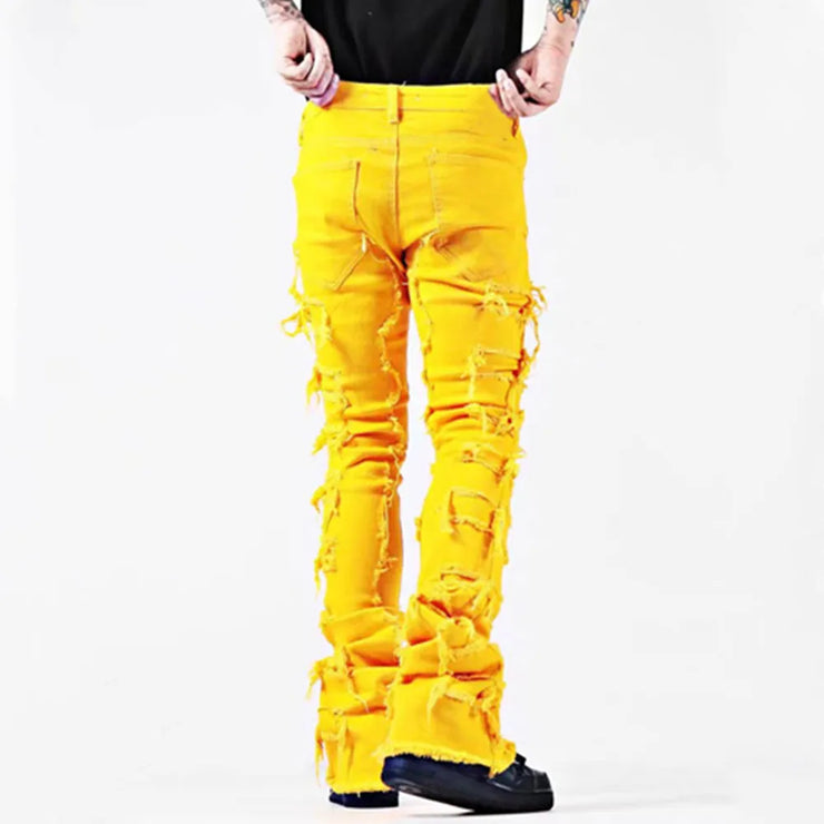 Vintage Punk Style Distressed Ankle Length Denim