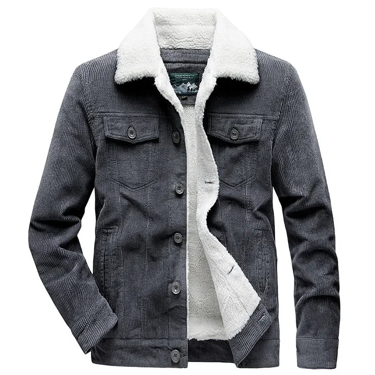 Winter Zipper  Velvet Overcoat Corduroy Men's