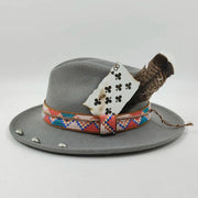 Retro Feather Fedoras Felt Wide Brim Jazz Cap