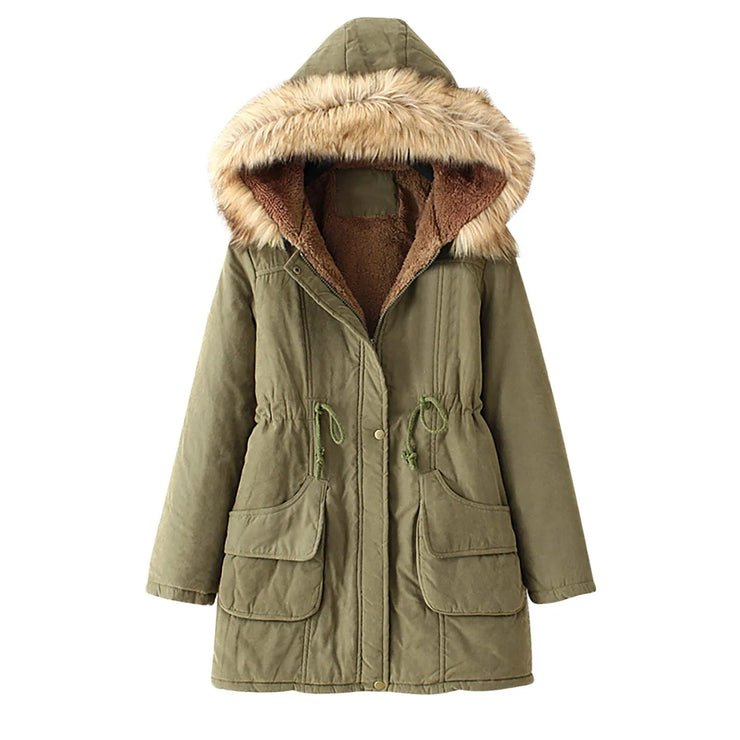 VELVET THICKENED MID LENGTH WARM JACKET
