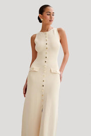 Women's Elegant Knitted Single Breasted Long Dress