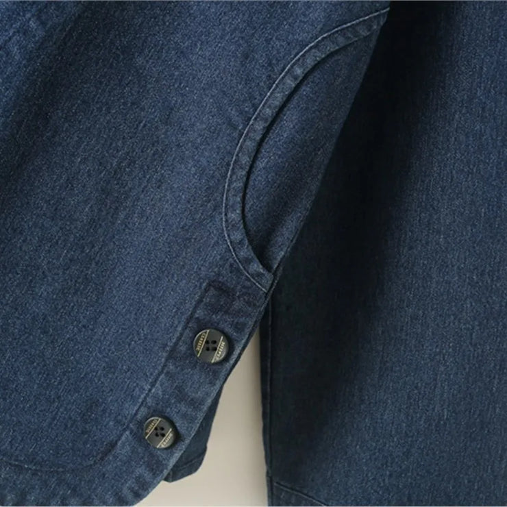 WOMEN'S LOOSE DENIM EMBROIDERED LONG SLEEV