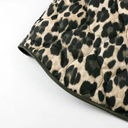 RETRO GREEN BLACK LEOPARD PRINT LAPEL QUILTED COAT