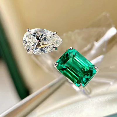 Luxury Trendy Green/White Opening Rings for Women