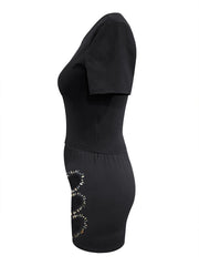 DARK HEART SHAPED DECOR  CUTOUT TWO PIECE TRACK SUIT