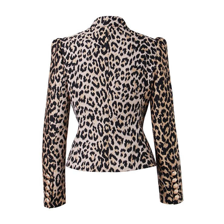 WOMEN CLASSIC LAOPARD PRINTED BLAZER