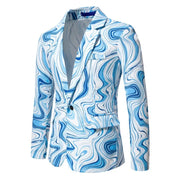 Fashionable Wave Printed Casual Single Button Blazer