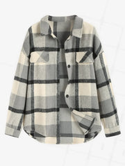 ZAFUL VINTAGE PLAID PATTERN SINGLE BREASTED WOOL BLEND SHIRT