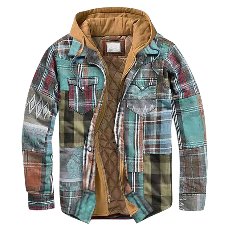 Men's Quilted Lined Button Down Plaid Shirt