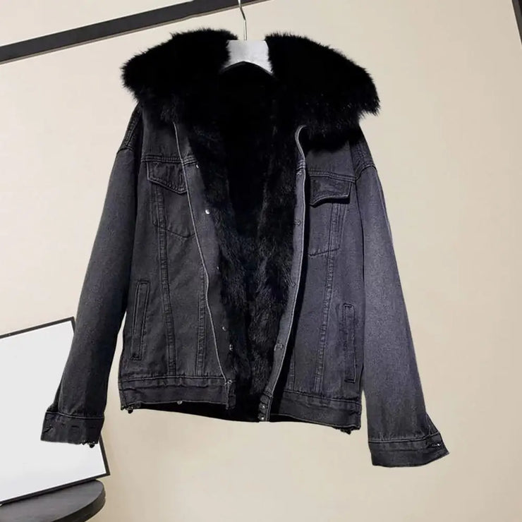 Vintage oversized Cotton Thick Warm Denim Jacket