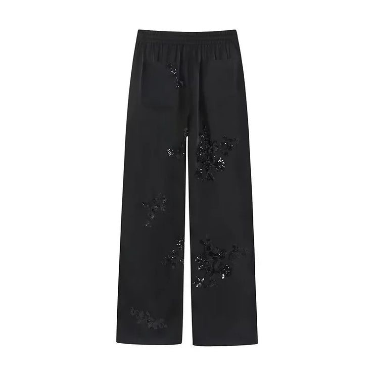 Drawstring High Waist Trousers Set Chic Youth Vacation Fashion Suit