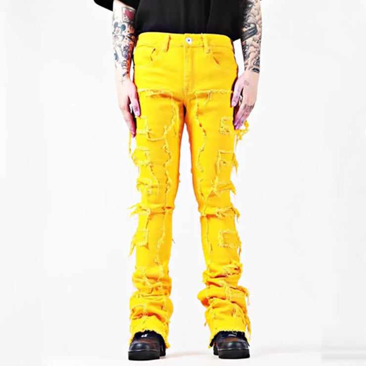 Vintage Punk Style Distressed Ankle Length Denim