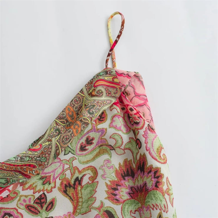 British Patchwork Print Backless Middy Dresses for Women