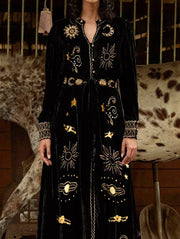 LUXARY VELVET FALL BELT LONG BRITISH STYLE OVERCOAT