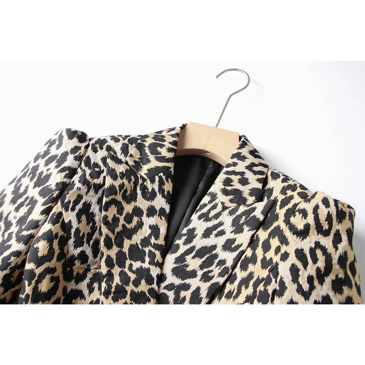 WOMEN CLASSIC LAOPARD PRINTED BLAZER