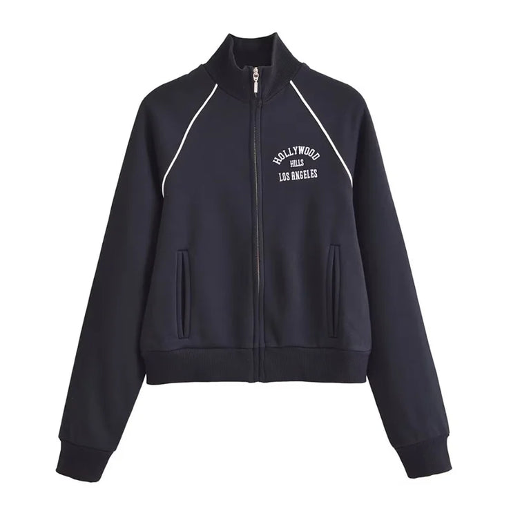 Women's Stand Collar Flannel sports set