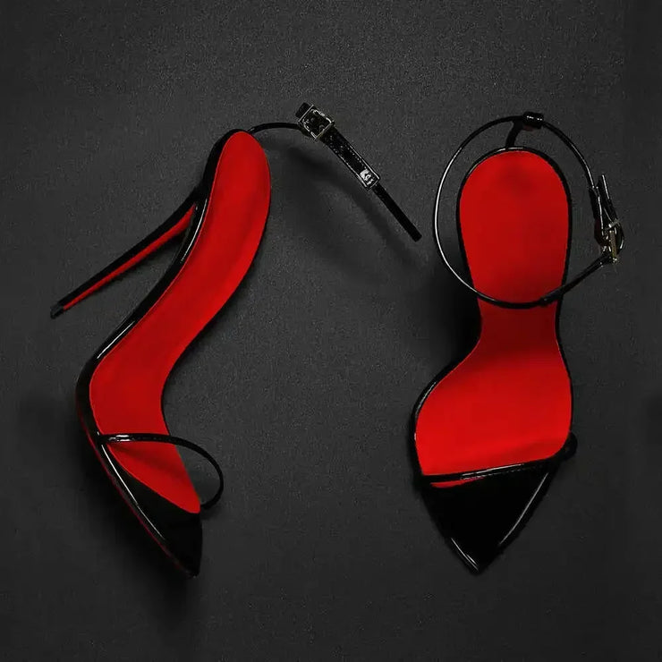 AMERICAN POINTED BUCKLE STRAP HIGH HEELS