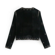 Versatile Slim Fit Trendy Palace Embroidered Velvet Coat