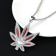 Rhinestone Weed Pendant Necklace