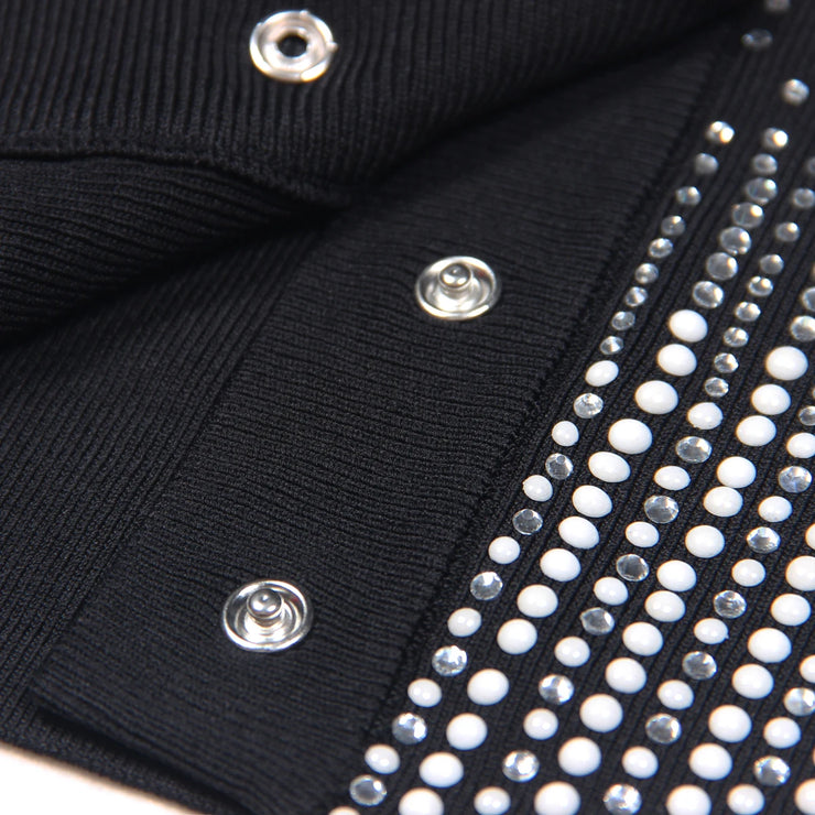 Luxury Heavy Hot Diamond Knitted Cardigan Jacket
