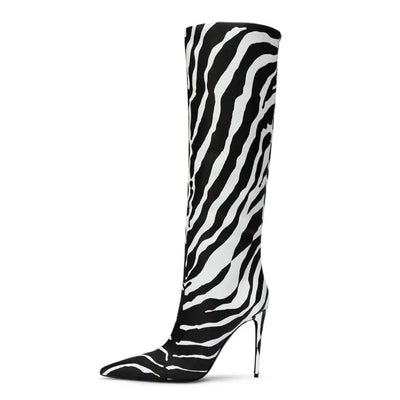 HIGH HEELED LEAPOED PRINT OVERSIZED SLEEVE BOOTS FOR WOMEN