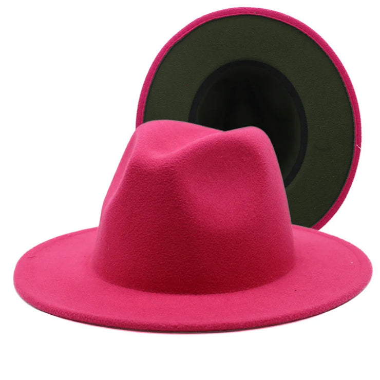 Two toned fedoras beige bottom Hat